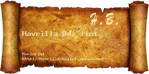 Havrilla Bálint névjegykártya